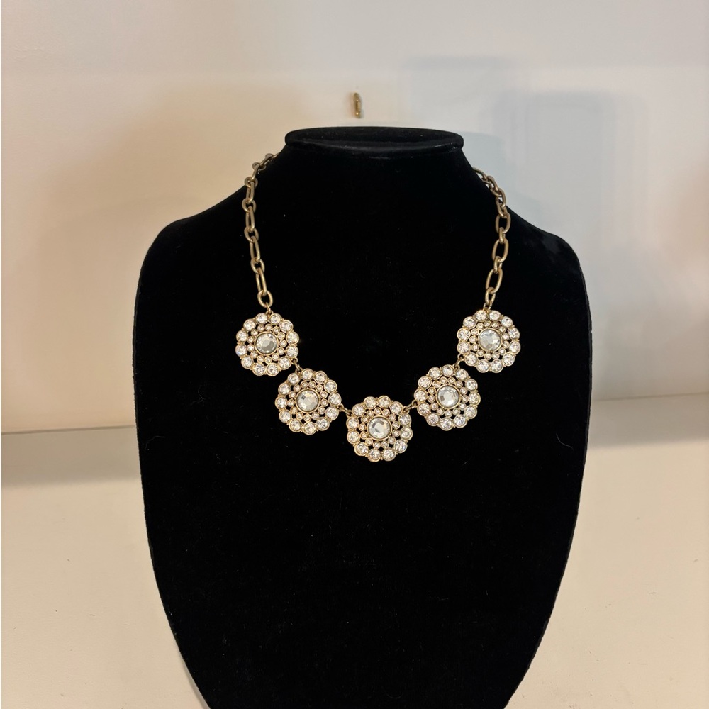 J. Crew Clear Crystal Rhinestone Adjustable Statement Necklace